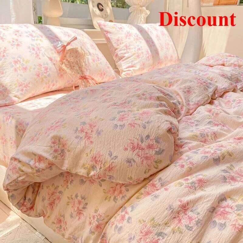 Wrinkled double-layer yarn four-piece set, mattress model, cream wind class A cloud feeling super soft kapok kit H260311