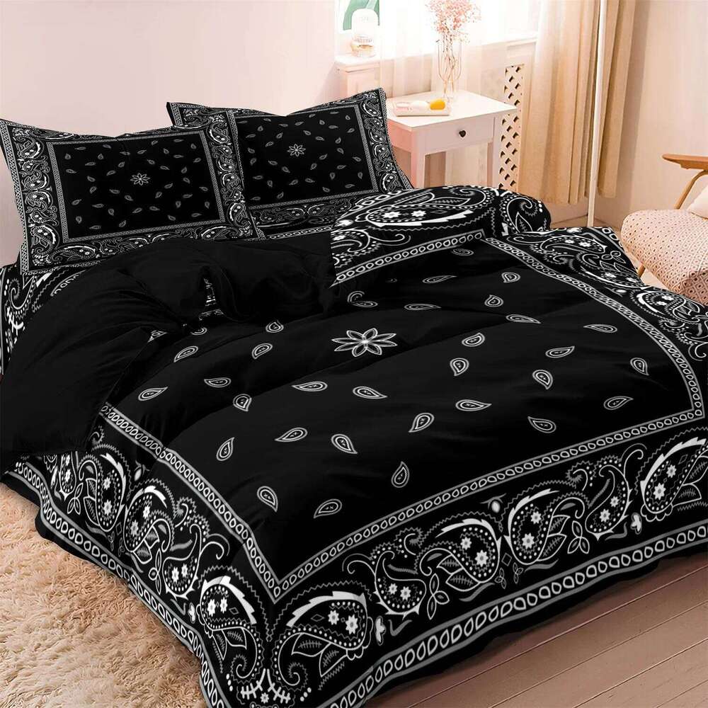 3pcs Stylish Paisley Cover Set Bandanna Pattern With Pillowcases For Bedroom And Dorm Room Decor1 Duvet Cover+2 Pillowcase H260311