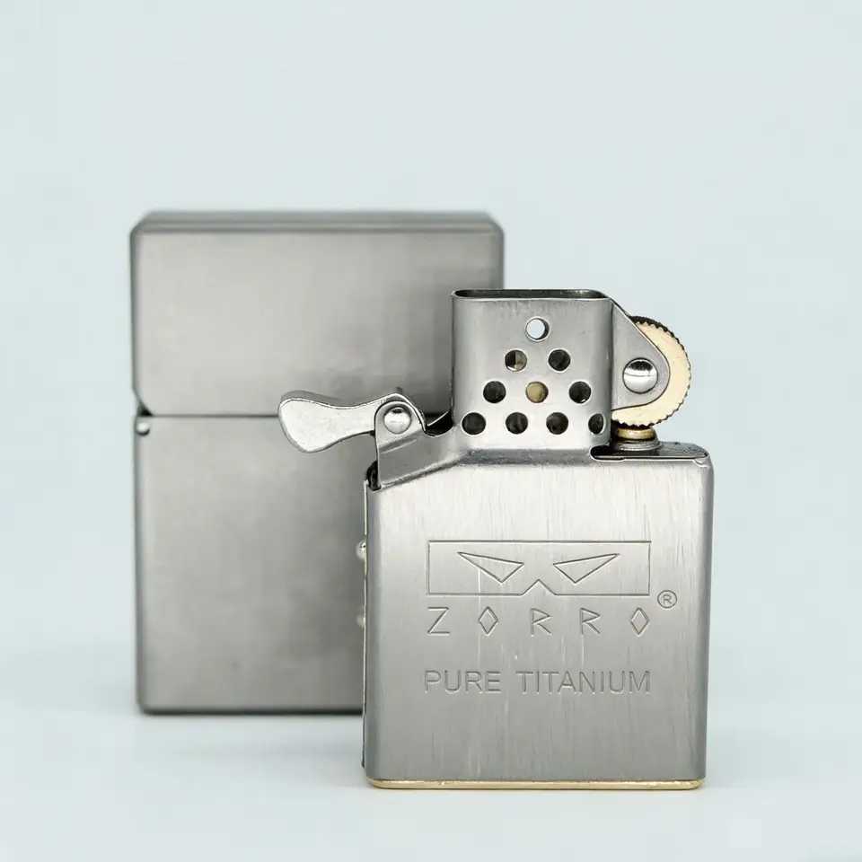 Full Titanium shell Lighter with Titanium Insert Vintage liquid fuel petrol lighter Cigarette accessories Cool outdoor EDC N260311