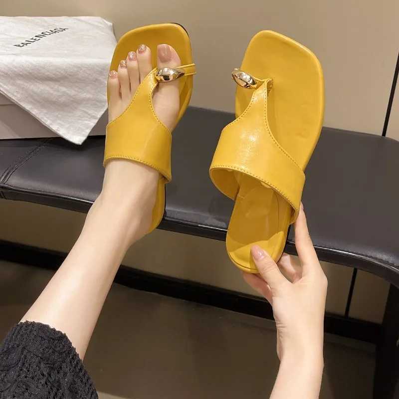 Female Flats Slides Shoes for Ladies Summer Beach Fashion Metal Women Flats Sandals Shoes K260311