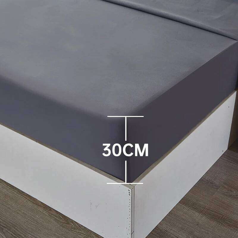 3/4pcs Solid Beding Set, Waterproof Fitted sheet Bed Sheet & Pillowcases Soft, Queen, KIng, Full, Twin Size, White and Gray H260311