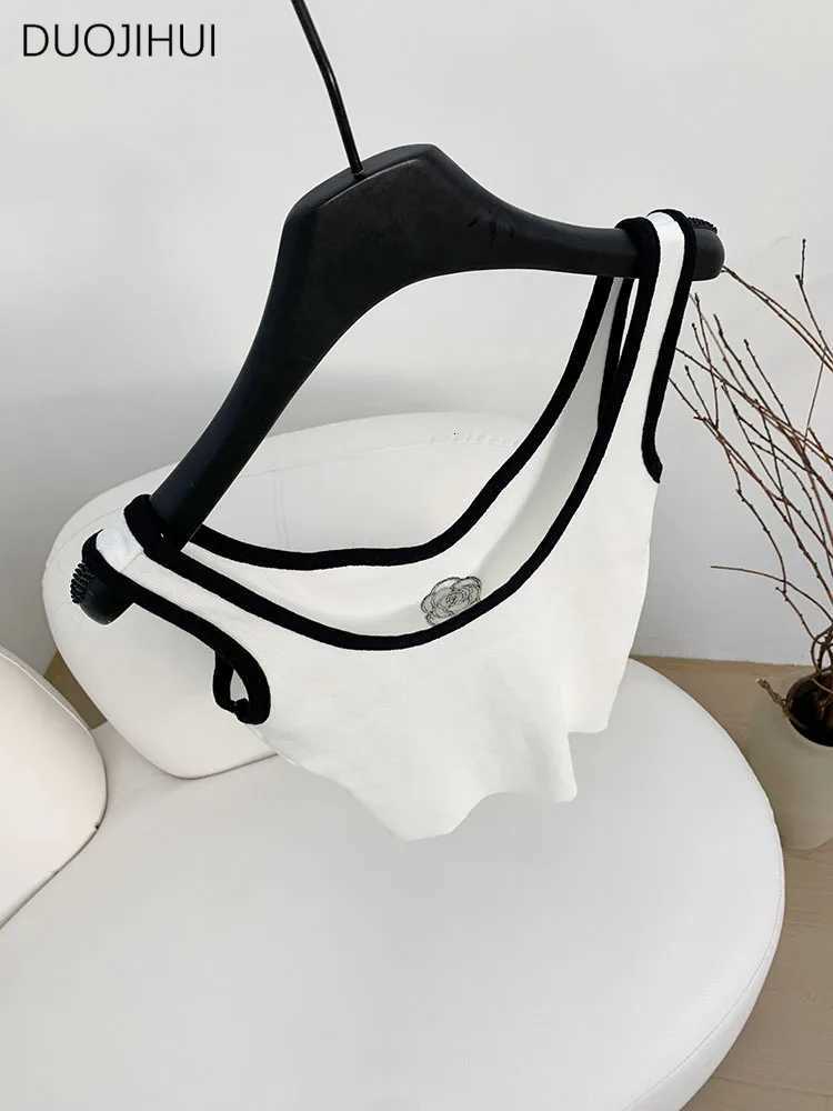 Sleeveless Vest Women's Summer Printed Spliced Round Neck Loose Embroidery Casual Camisole TopT260311