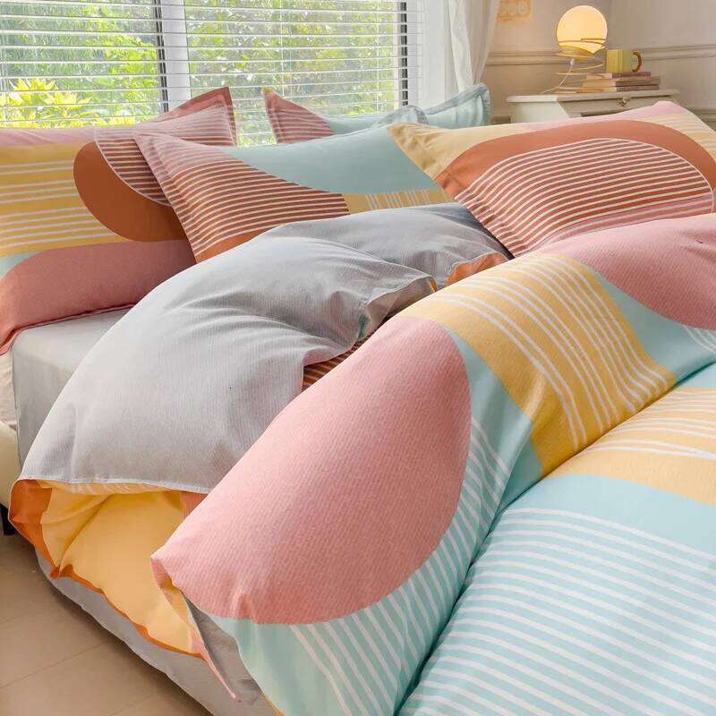 43colours, Four piece sheet gift set, home textile brushed comfortable solid color Christmas couple bed cover H260311