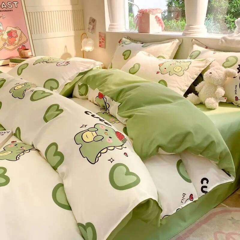 Cute Cartoon Bedding Set Kids Adult Favorite Duvet Cover Pillowcase Sheet Single Full Size Queen Girls Boys Bed Linens H260311
