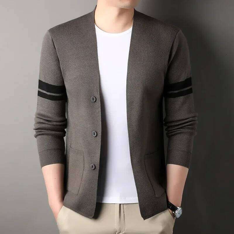 LIBIELIY Knitted Cardigan Men Thin Style Spring Autumn Casual Young And Middle-aged Shawl Sweater For Outer Wea 26H0311