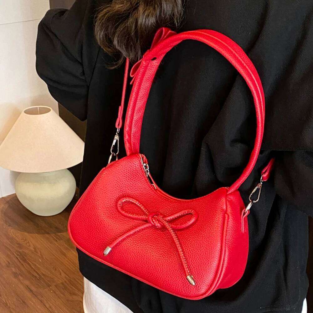 Women Casual Shoulder Bag Solid Color Pu Leather Bucket Female Daily Commuting Underarm Packs Large Capacity Crossbody Bags XJ260311