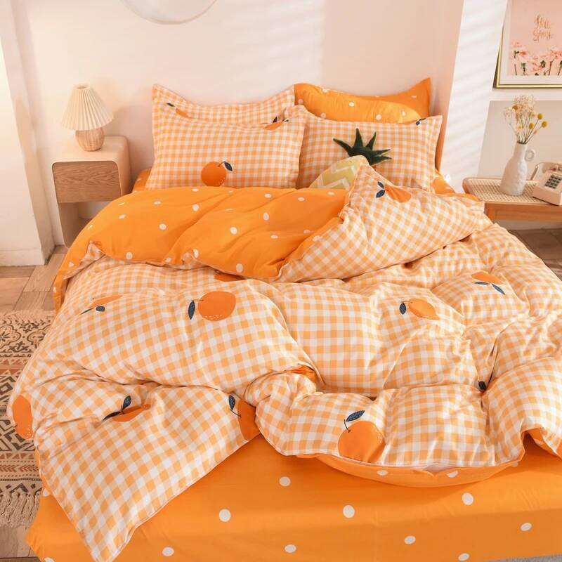Bedding Simple Cute Pattern Advanced Fiber Fabric Does Not Hurt The Skin Quilt Three-Piece Set Suitable For Four Seasons H260311