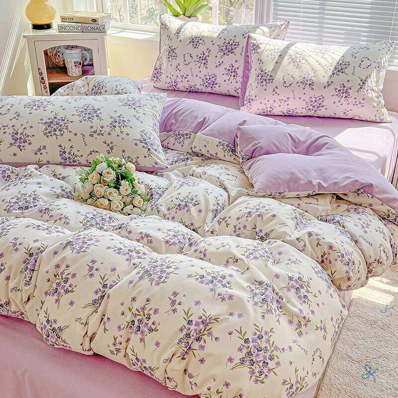 1pc Purple Lavender Printed Duvet Single/Queen/King Size Quilt Cover for Double Bed Flower housse de couette220x240cm H260311