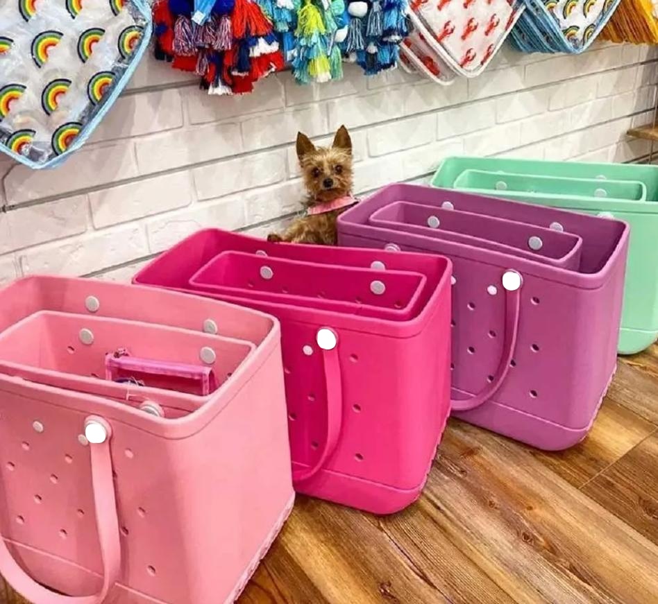 US STOCK Summer Beach EVA Bags Large XL Silicone Tote for Pool Boating Designer Solid Colors Storage Bags Water Proof Shopping Baskets 0822