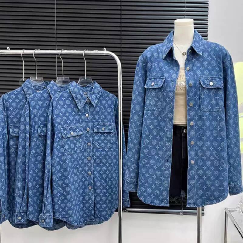 Vintage Hong Kong Style Niche Design Sensibility Distressed Denim Jacket Loose Fit Fashionable Shirt For Women New Arrival Fall