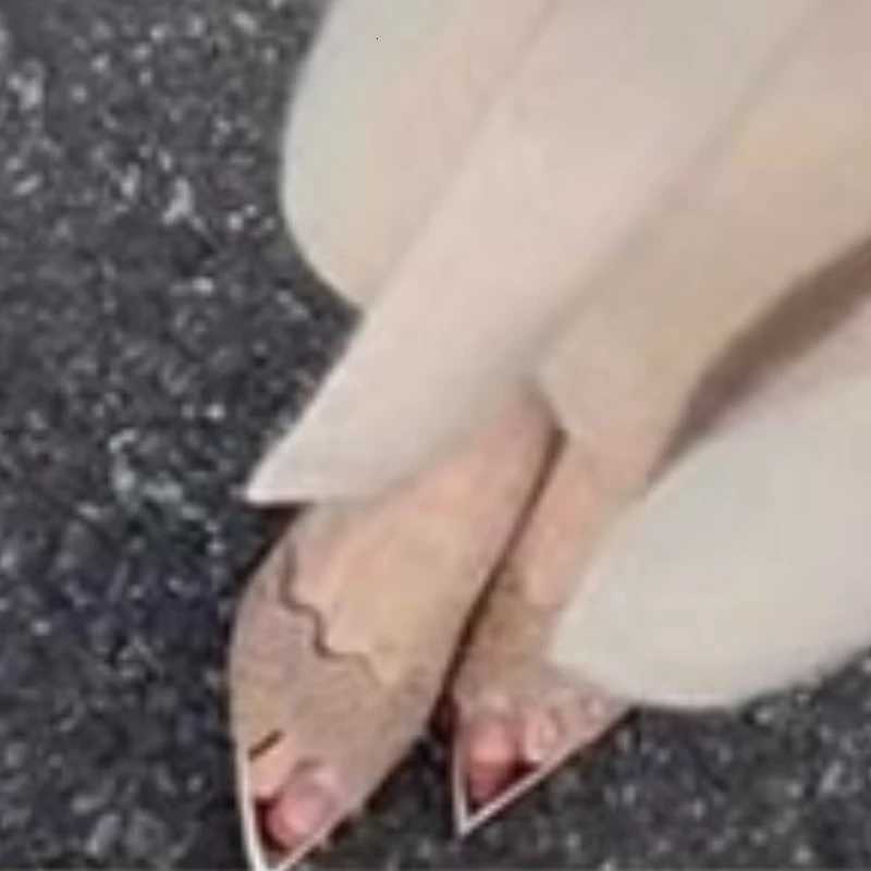 Pointed Banquet High Heels Women 2025 Spring New Arrival Embroidered Stiletto Shoes Champagne Gold Embroidered High Heel Sandals K260311