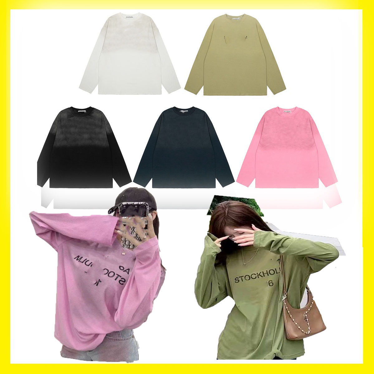 2026 High Quality Fashion Acnes Tshirt Designer Mens T-Shirt Pure Cotton Short-Slved T Shirts Fashion Casual Mens Womens T-Shirt Couple Sweatshirt long sleeve