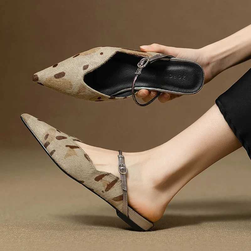 Pointed Toe Women Flats Slippers Elegant Sandals Slingback Mules Shoes 2025 Summer Party Dress Slides New Trend Mujer De Zapatos K260311