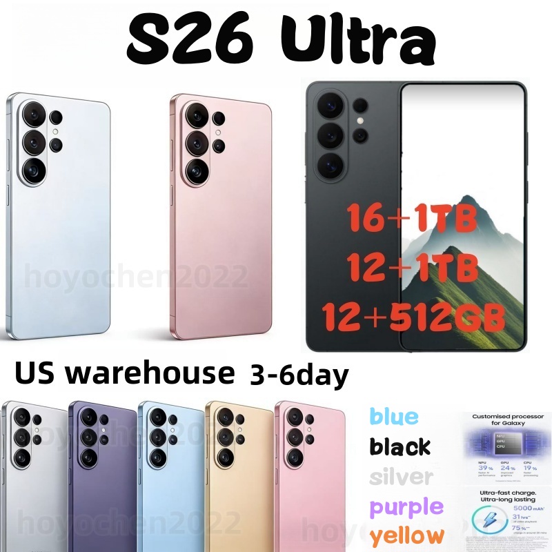 S26 Ultra Smartphone 6.9 inch Full Touch 5G Telephone 1TB 512GB cell phones unlock English Mobile Phone HD Display Face Recognition S26 Ultra Local Warehouse phones