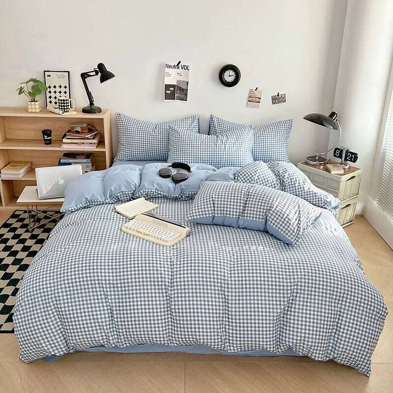 2025 new fresh washed cotton four-piece four-season universal bedding kit simple and fashionable small stripes H260311 - view 7