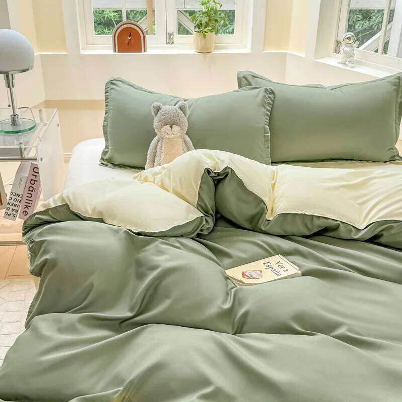 Blue Duvet Cover with Zipper Nordic Ins Twin Full Queen Size Flat Sheet Pillowcase Girls Boys 2025 Spring Bedding Set H260311