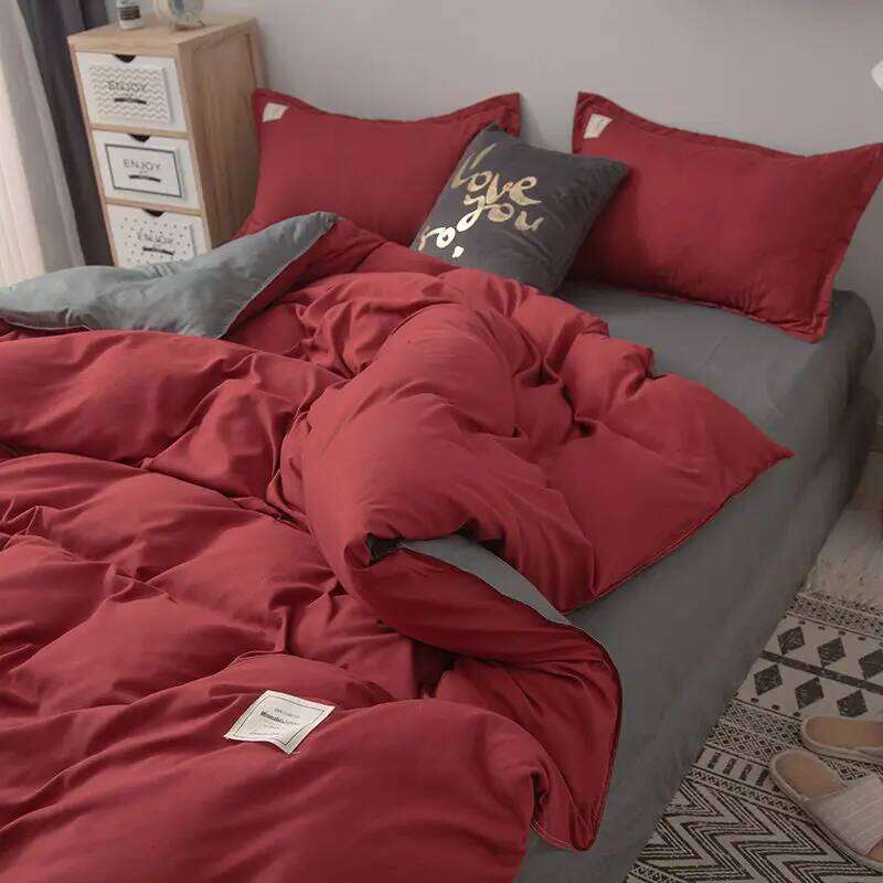 Nordic Bedding Set Simple Flat Sheets Duvet Quilt Cover Pillowcase Bed Linen for Single Queen Full Size Solid Home Textiles H260311 - view 7