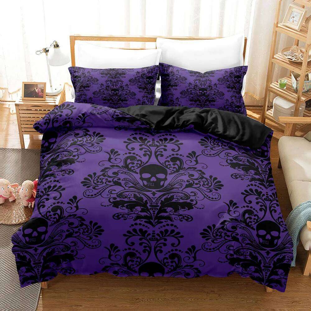 Gothic Style Skull Bedding Sets For Adults Bed Supplies Duvet Cover Set With Pillowcases No Filling Birthday Gifts H260311