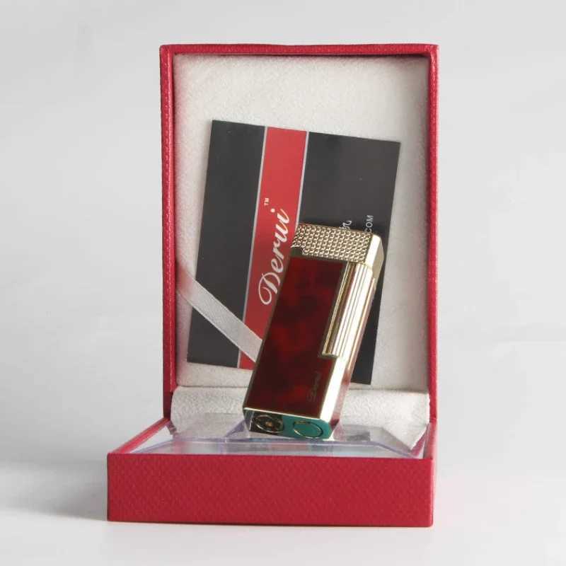 New High-end Womens Narrow Version Lighter Metal Grinding Wheel Side-slip Ignition Gas Open Flame Lighter Exquisite Gift N260311