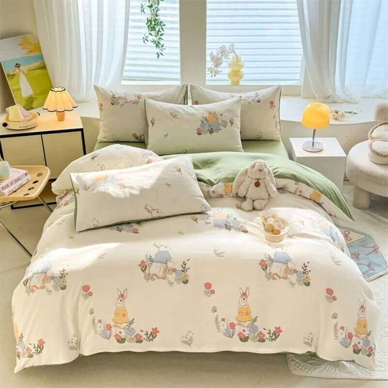 Floral Style Duvet Single/Queen/King Soft Washed Cotton Bed Cover 240x220 Bedding Sets H260311
