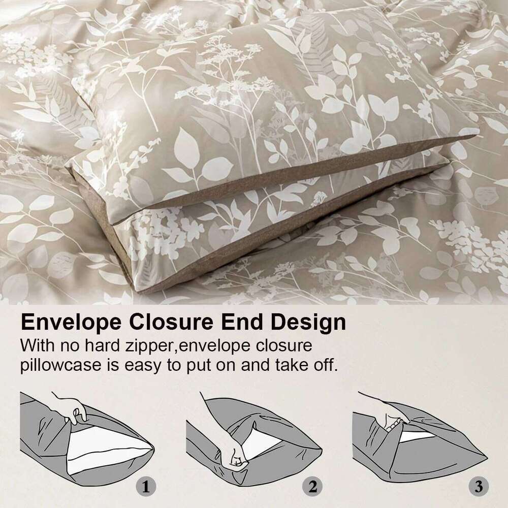 3pcs/set Leaf Floral Pattern Set1 & 2 PillowcaseSoft And Skin-Friendly Duvet Cover Bedding Set For H260311 - view 6