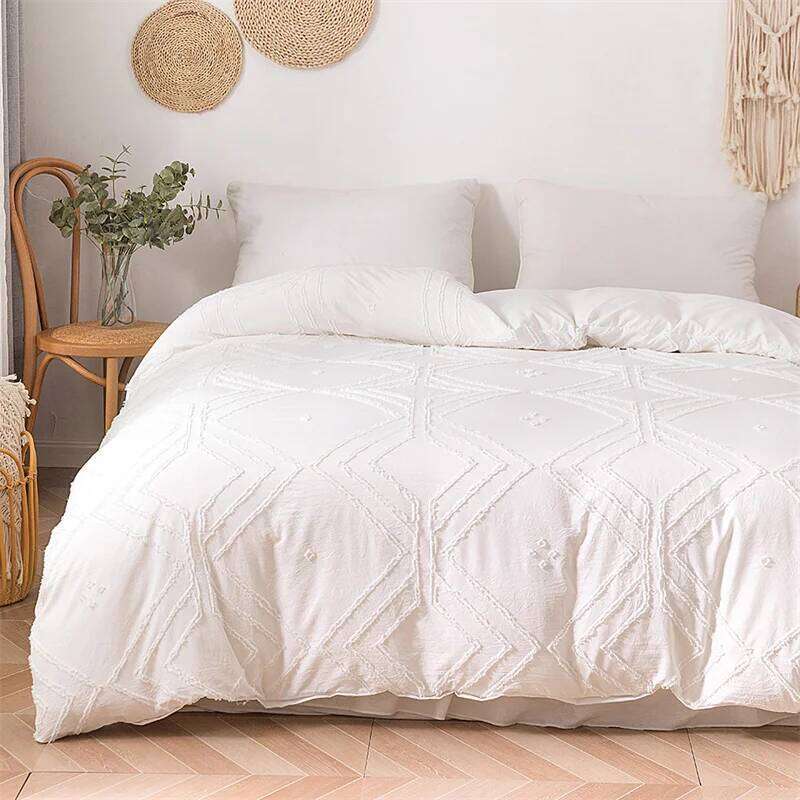 Quality Geometric Cut Flowers Duvet Cover King Size Pure Color Queen Bedding Set Twin High End Quilt Covers Pillow Case H260311