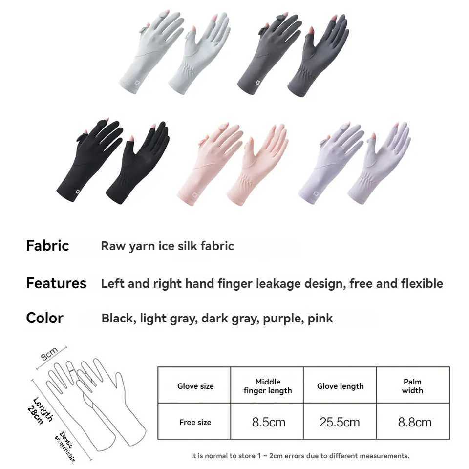 NOFOXO Summer Sun Protection Ice Silk Gloves Touchscreen Anti-Slip Thin Breathable Cool Feeling Gloves Women Sports Gloves M260311