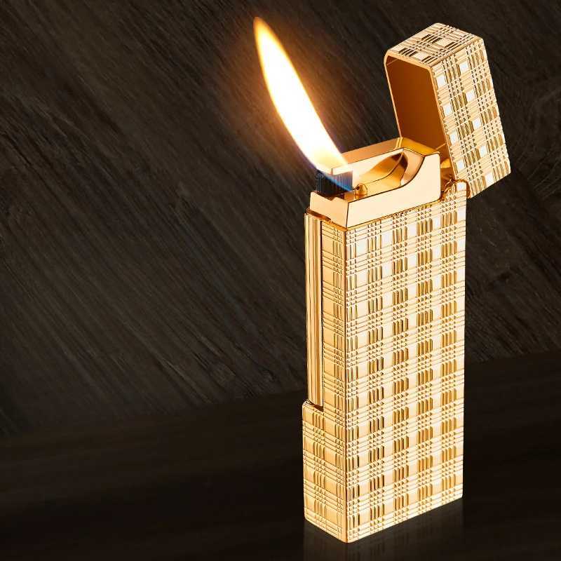 Classic Grinding Wheel Lighter with Exquisite Carving Technology Retro Mini Open Flame Inflatable Lighter Business Mens Gift N260311