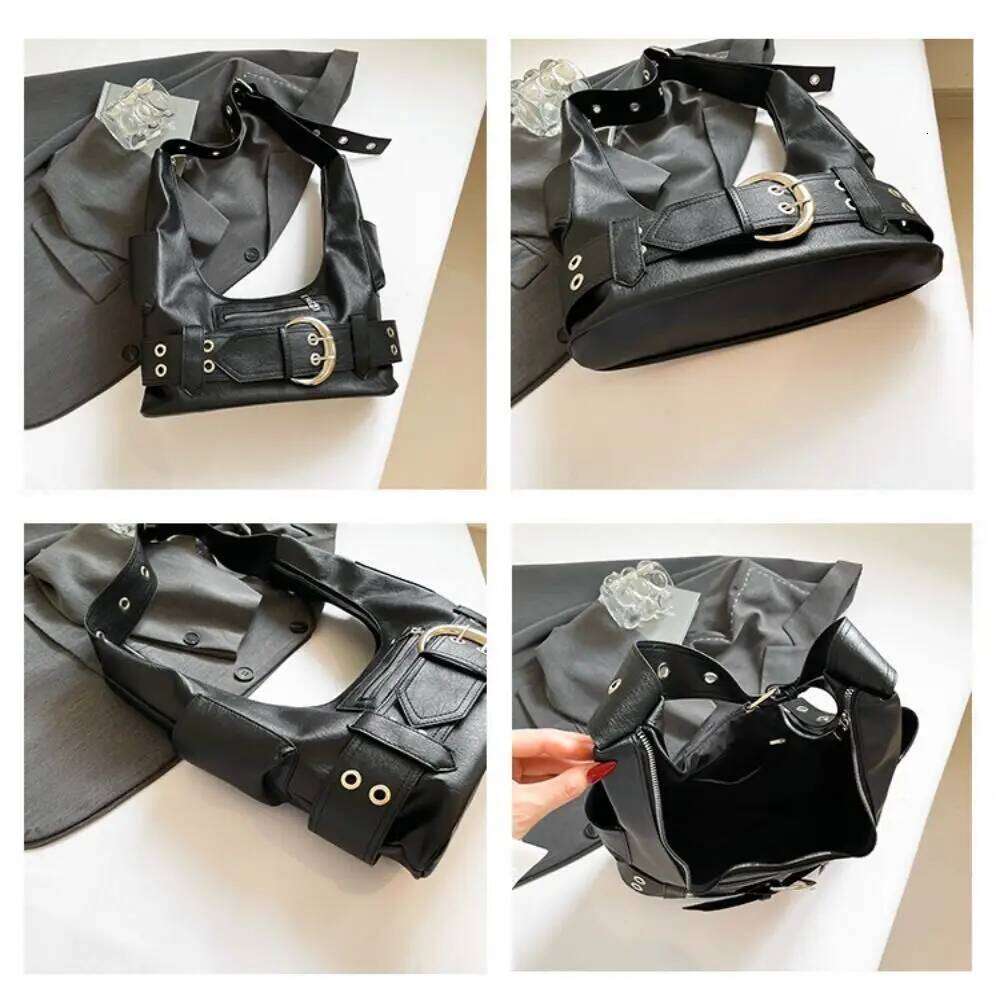 Portable Metal Stud Rivet Shoulder Punk Style Spicy Girl Sweet Cool Large Capacity Y2k Underarm Bag Lady XJ260311