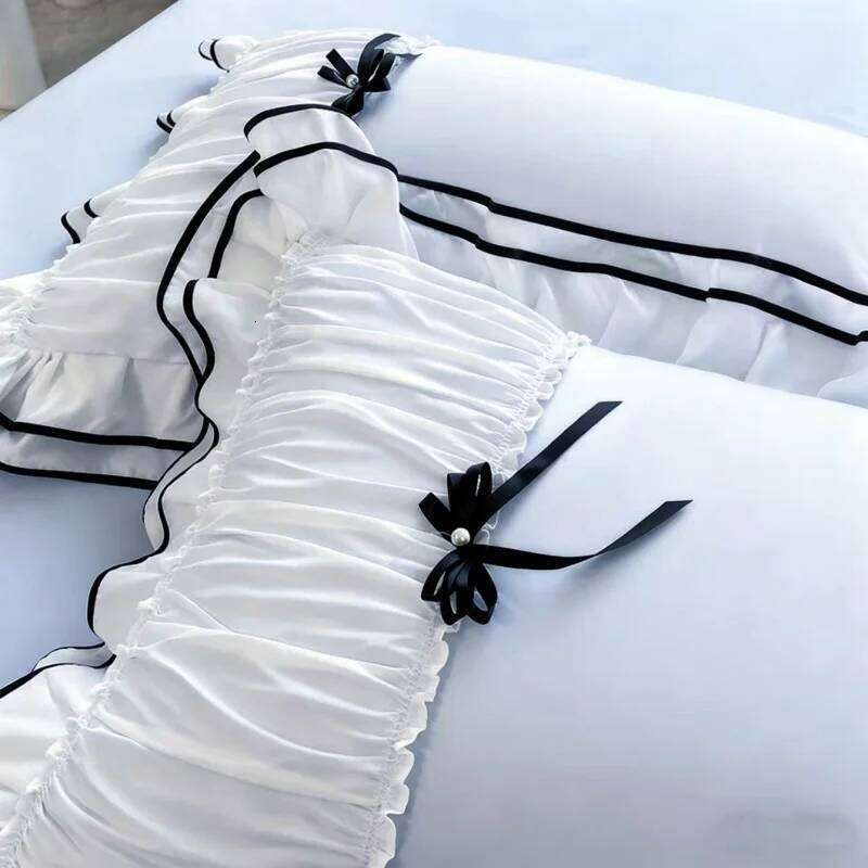 4pcs Blue Bow Duvet cover set 1*Duvet Cover + 2*Pillowcase+ 1flat sheet Bedding Set, Soft Comfortable H260311