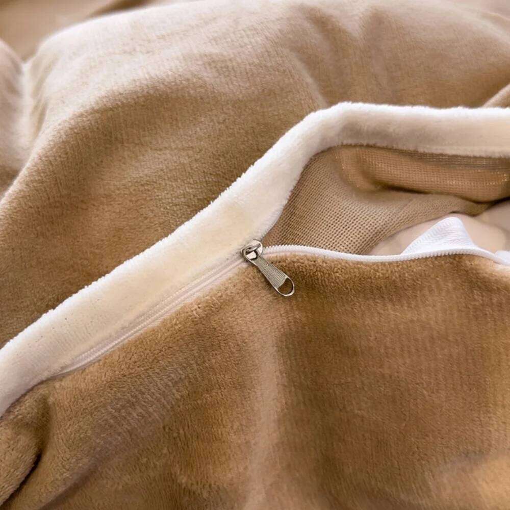 Solid Color Thickened Milk Velvet Bedding Winter Warm Duvet Quilt Cover Bed Sheet Pillowcase Soft Four-Piece Set H260311