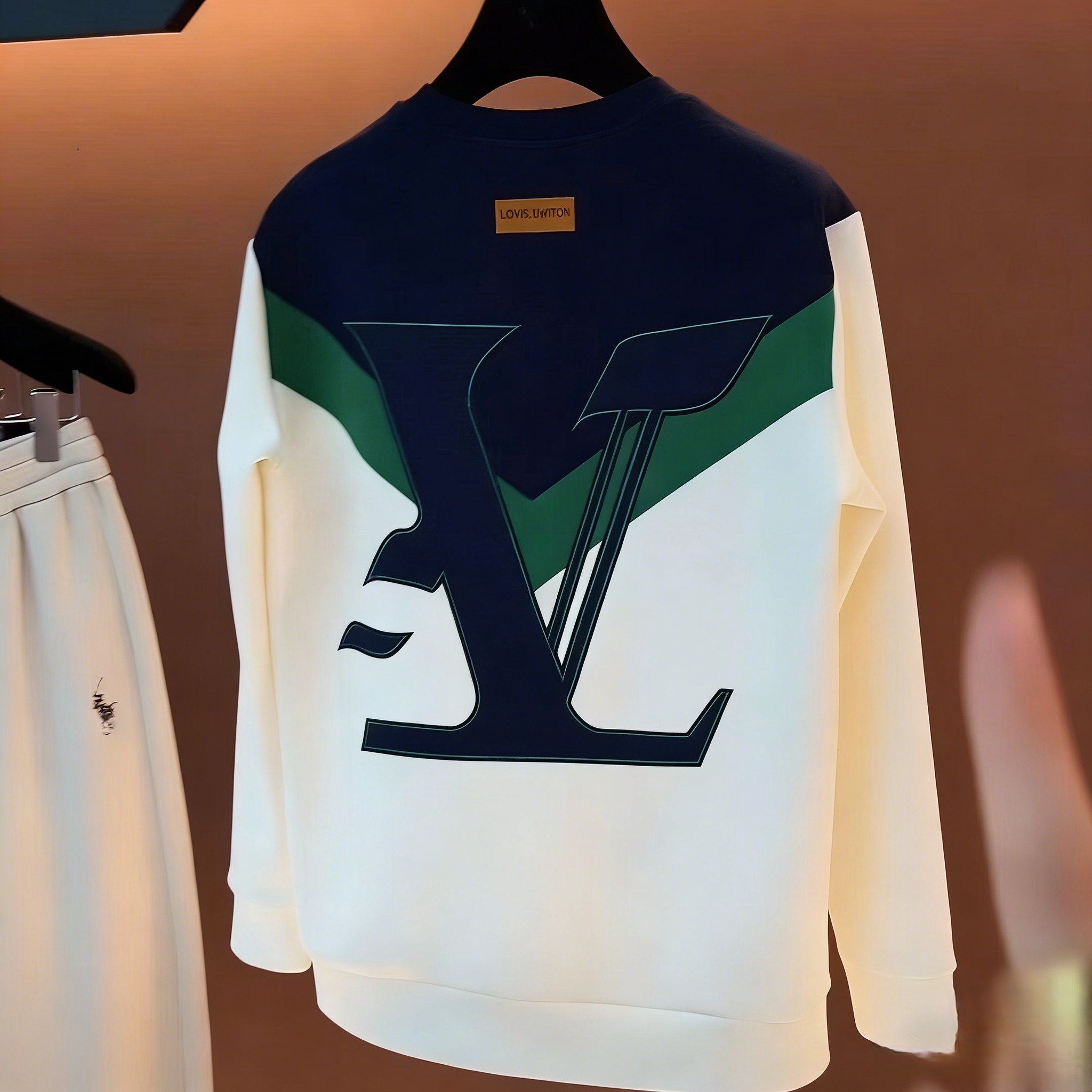 Autumn Winter New Round Neck Men's Sweatshirt Trendy Brand Color Block Casual Versatile Korean Style Loose Long Sleeve Top Luanyun