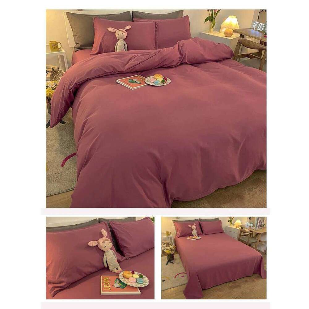 Bed linen set Solid Color Quilt Cover Comforter Covers Bedding bedspreads for double queen Twin size Nordic Fitted Sheets sets H260311