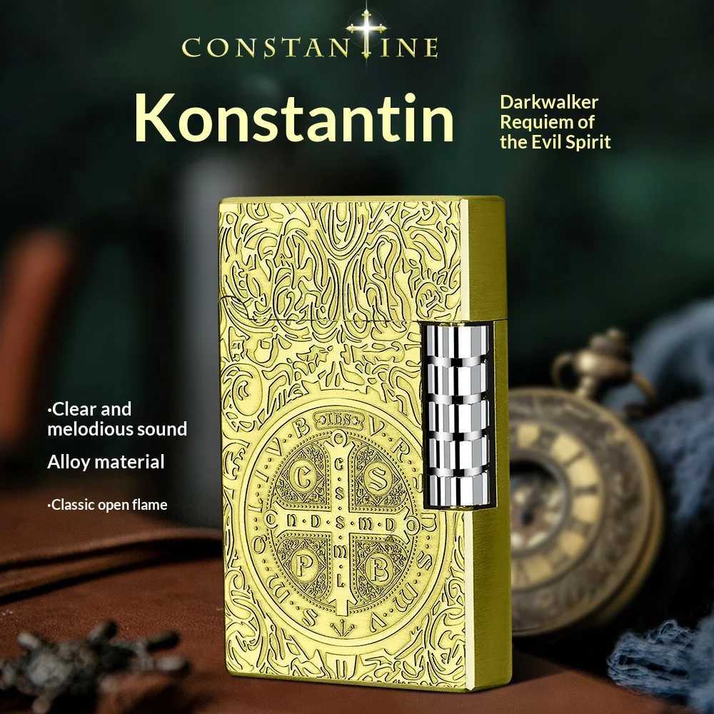 Constantine Grinding Wheel Inflatable Lighter Loud Steel Sound Side Sliding Oblique Flame High-End Gift Lighter N260311