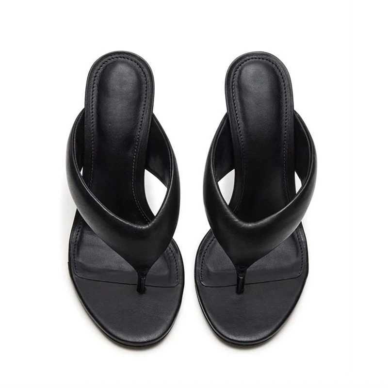 Fashion Womens PVC Thong Mule Sandals High Heels Shoes Ladies Summer Dress Footwear for Summer Black Beige Aimirlly K260311