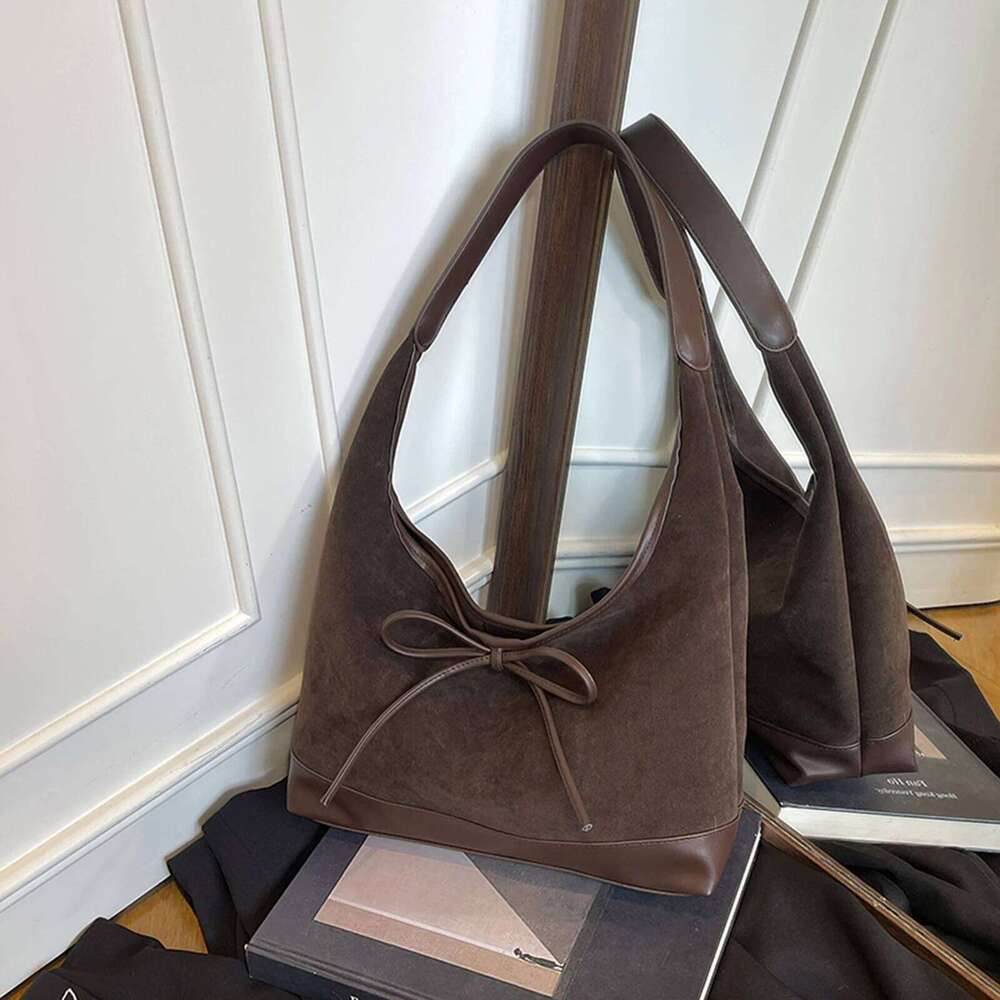 Bow Tote Solid Colour Handbag Large Slouchy Shoulder Bag Lightweight for Women Work Everyday XJ260311