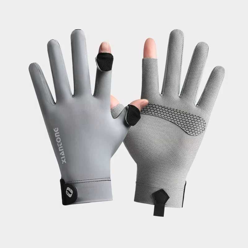 Summer UV Protection Gloves Two-Fingerless Non-Slip Gloves for Men Women Breathable Gloves for Driving Cycling Climbing Workout M260311