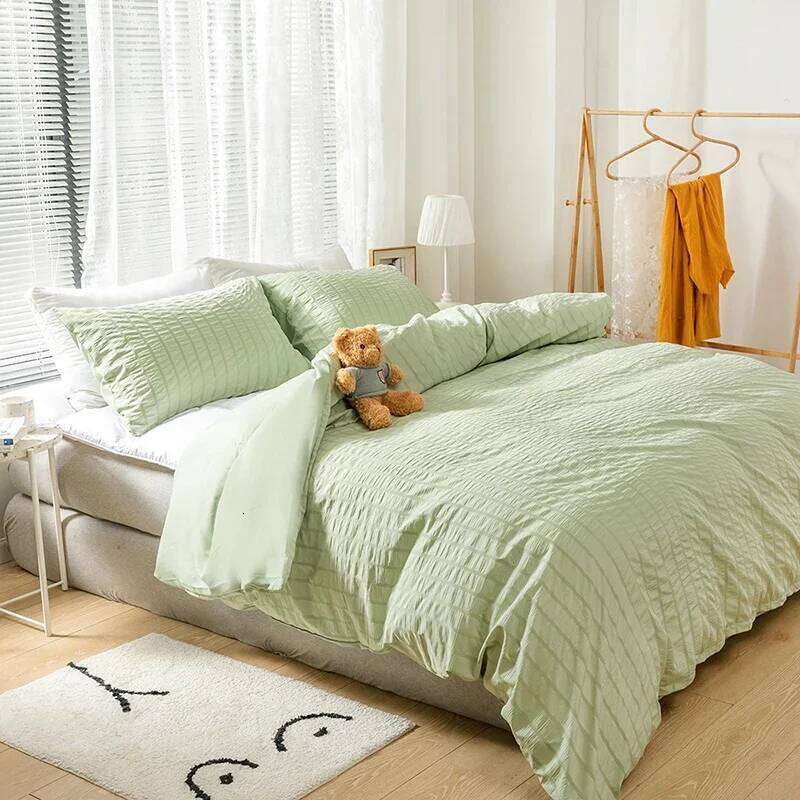 Plain Dyed Seersucker Technics Fabric,Comforter Bedding Set ,Nordic Covers Bed 150,Duvet Cover 200x200 For Bedroom H260311