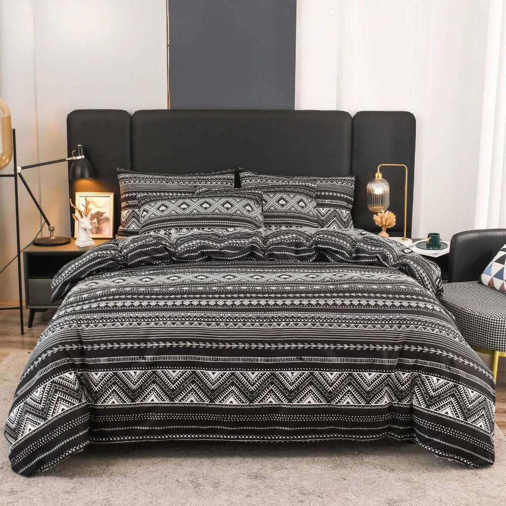 Boho Geometric Duvet Twin King Size Stripes/Chevron Pattern 3-Piece Reversible Soft Bedding Set Comforter Cover H260311