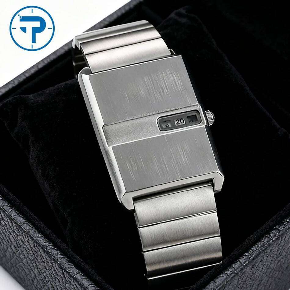 Square sports for men Silver stainless steel strap luxury brand new in men's watches High quality Gifts quartz watch