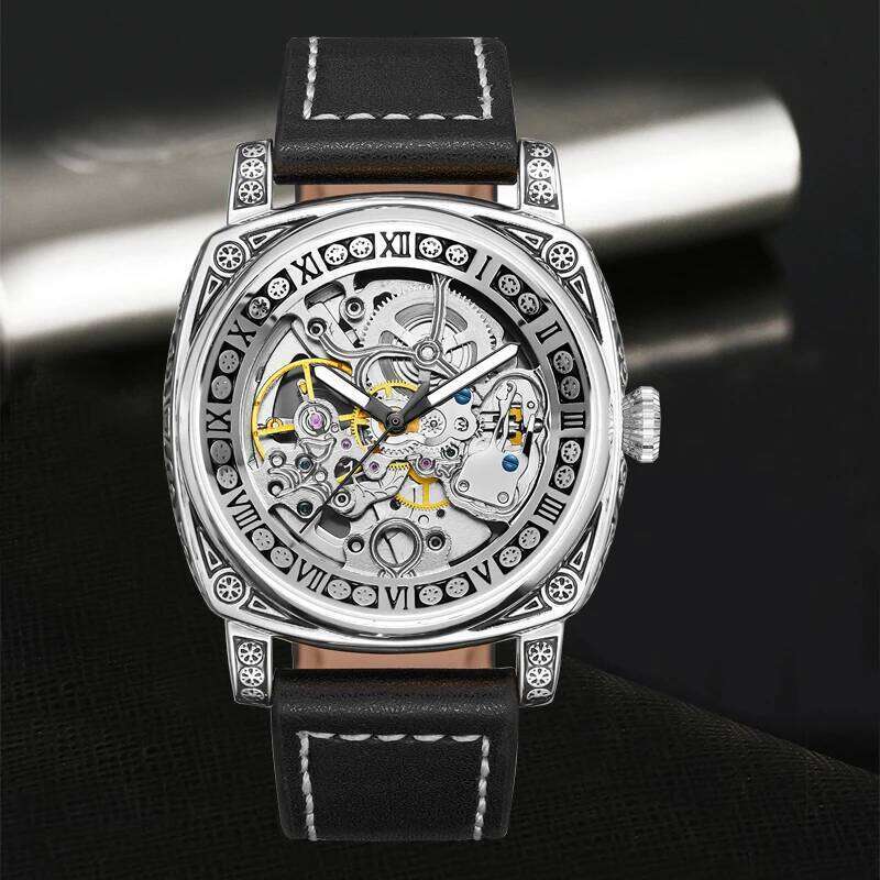 New hollowed out fashionable classic punk unisex mechanical watch