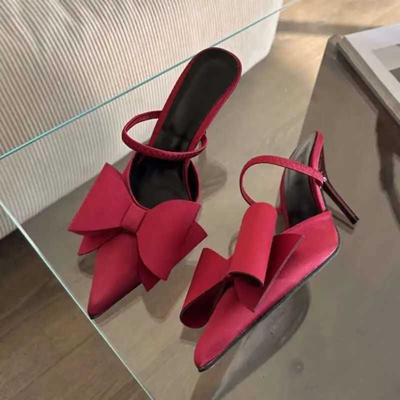 Fashion Butterfly-Knot Ladies Heels Sandals Shoes Female Pointed Toe Footwear Elegant Women Heeled Sandals Shoes Big Size 43 K260311