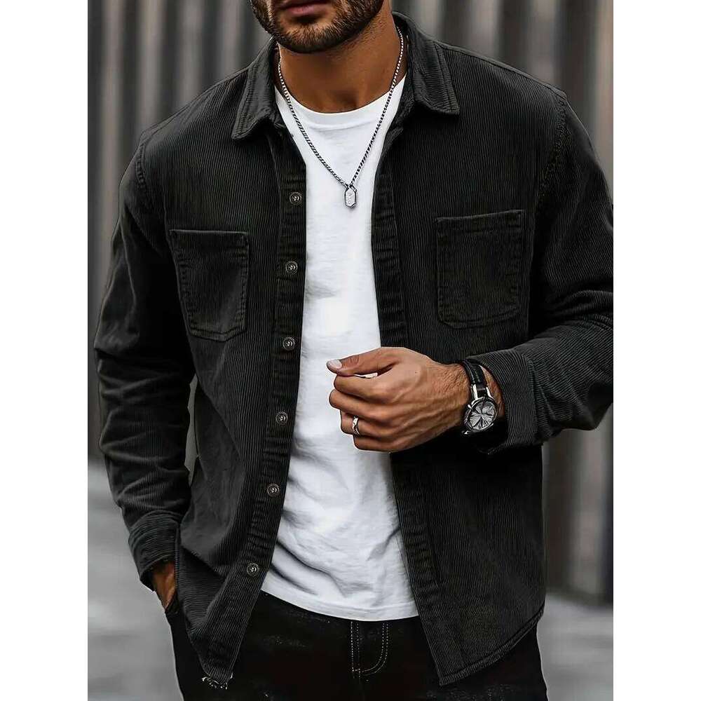 The new spring autumn 2025 corduroy shirt, a casual men's lapel and trendy loose jacket 26Y0311