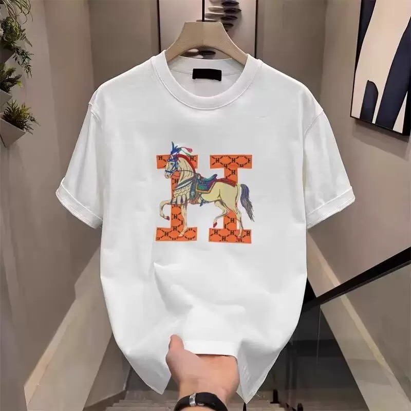 2025 Neck Embroidered Short Sleeve Summer Fashion Men's Trendy Casual Couple Light Luxury T-Shirt Versatile