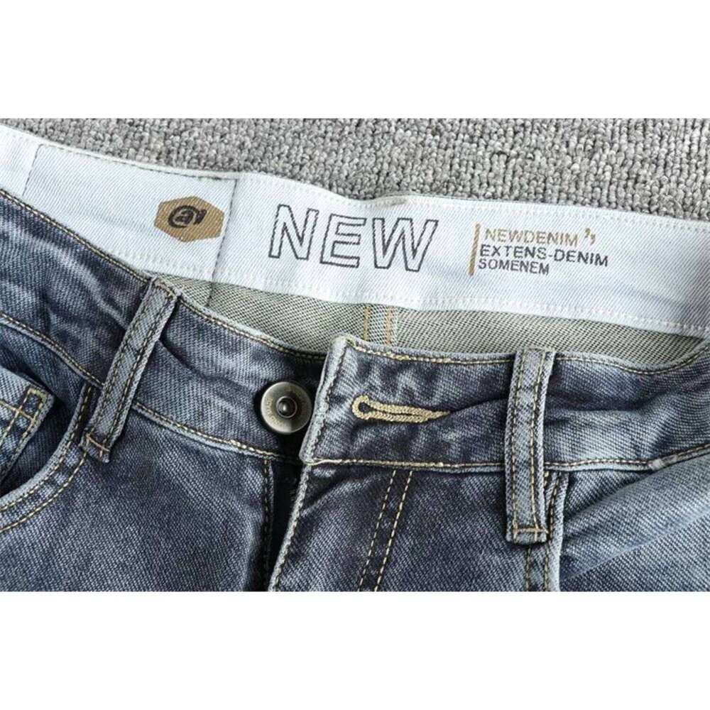 Knitted fabric simple embroidery embellished vintage jeans men slim feet spring summer youth long pants Z260225