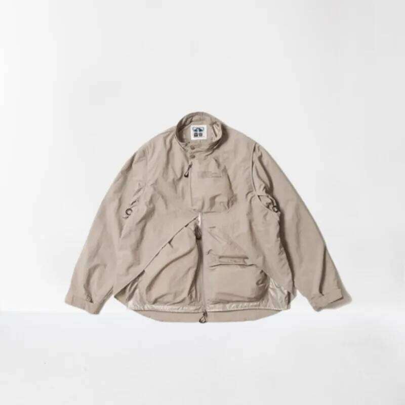 Self Owned Brand Detachable Sleeve Vest Jacket Japanese Retro Multi Pocket Waterproof Coat for Men and Women 26H0311