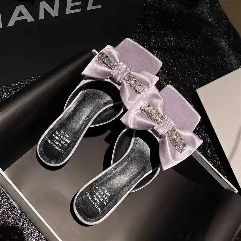 Women Summer Sandals African Shaped Heel Comfort Non-Slip Shoes Silk Bow Rhinestone Womens Zapatos De Mujer K260311