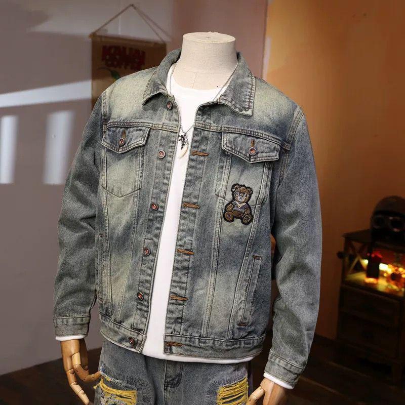 26 high luxury retro cool denim jacket men's autumn workwear casual jacket ins trendy brand embroidery plus size lapel wide top designer jacket p - view 6
