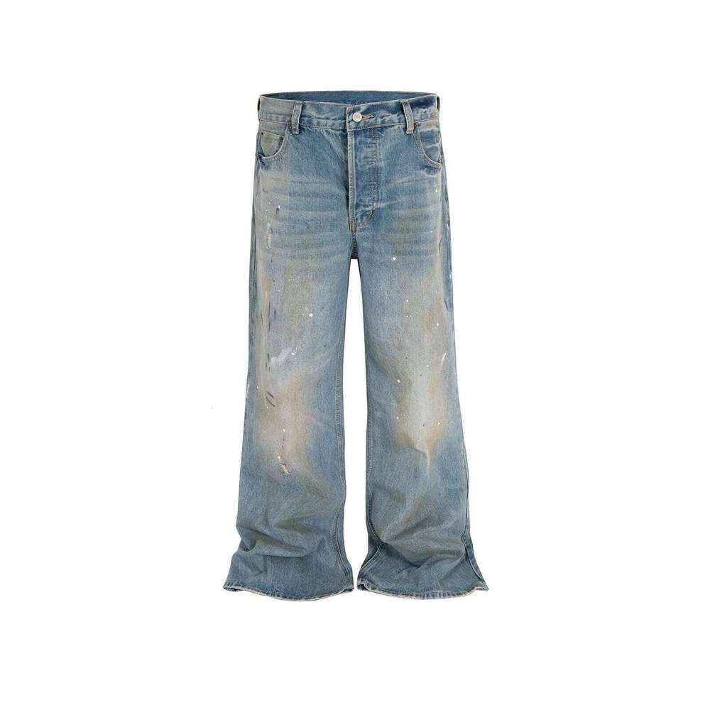 MIJKO Tie Dye Splatter Paint Denim Men's Loose Wide Leg Jeans American TJ131 Z260225