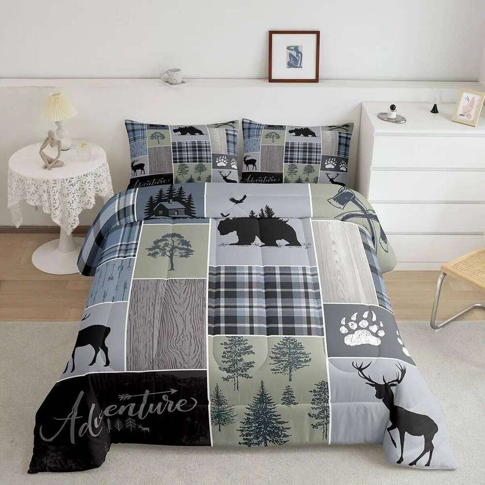 Plaid Duvet Cover Set, Striped Pattern Decorative 3 Piece Bedding Set with 2 Pillow Shams, Queen King Full Size, Home Decor H260311